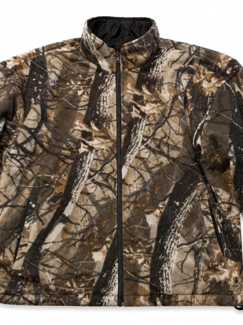 DUXBAK Men's Large Reversible Coat Camo Fleece Waterproof Hunting Jacket